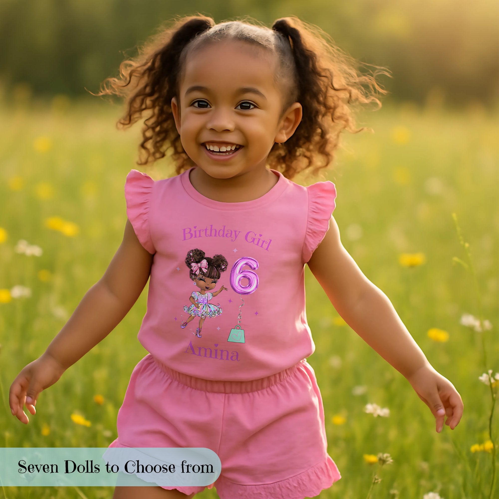 Explore our "Birthday Bliss" collection, designed to This birthday set includes frilly shorts and a charming top, both made from soft, breathable fabrics for comfort during celebrations. It says birthday girl on with choice of age and name