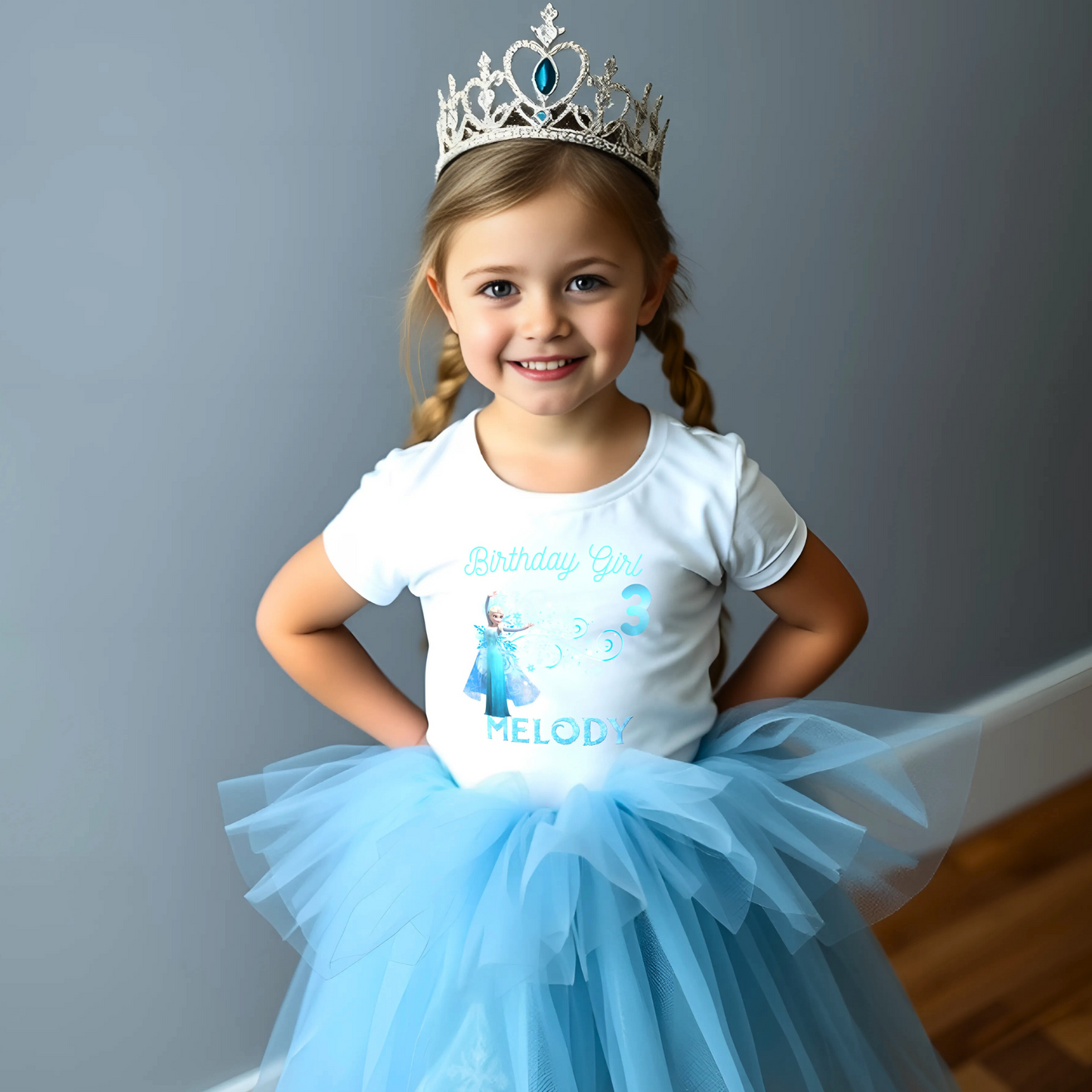 Birthday T-shirt - Personalised Elsa Birthday Tee for Girls