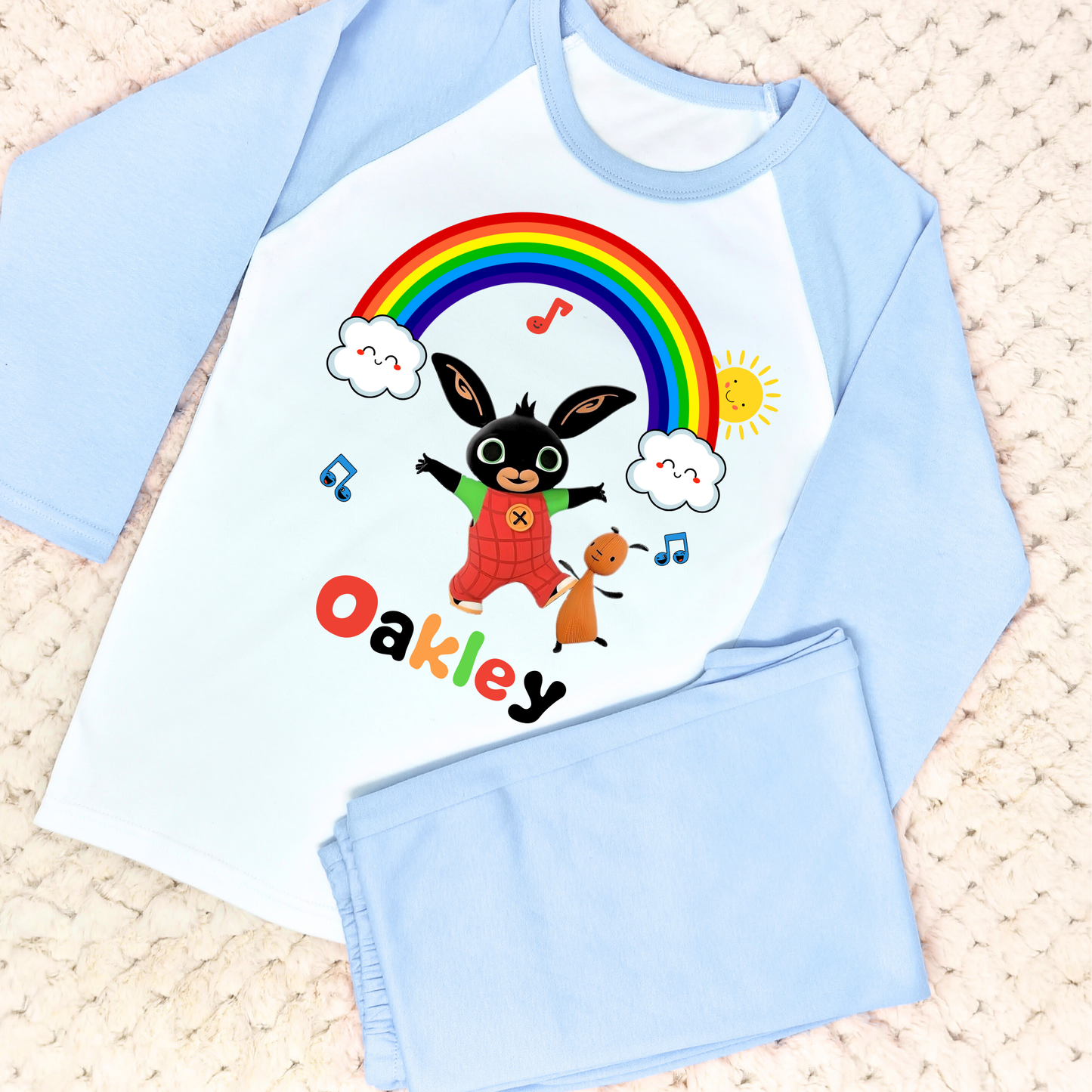Bing bunny personalised pyjamas, bing bunny with name, Bing bunny custom pjs, bing and floppy pyjamas