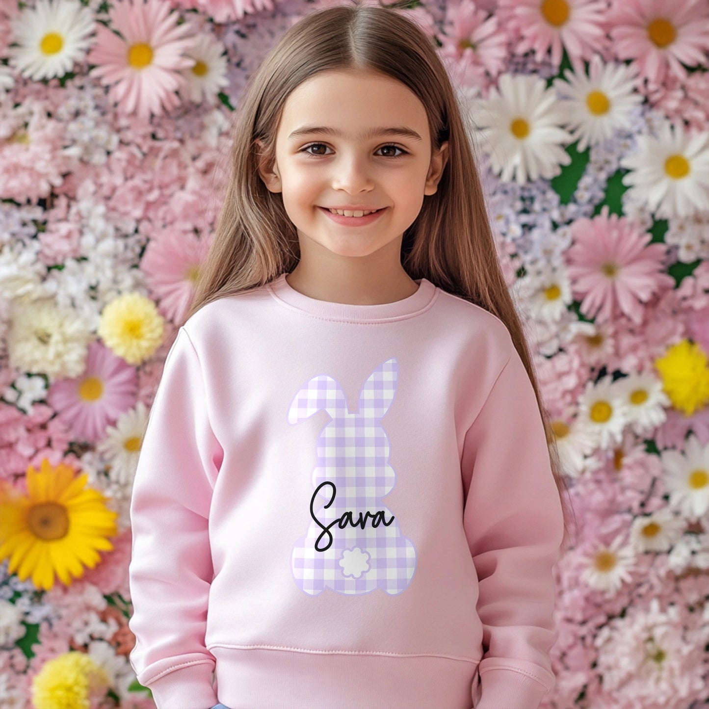 Easter Sweatshirt for Children - Personalised Easter Gingham Jumper, personalised easter sweatshirt, kids easter jumper, kids easter top