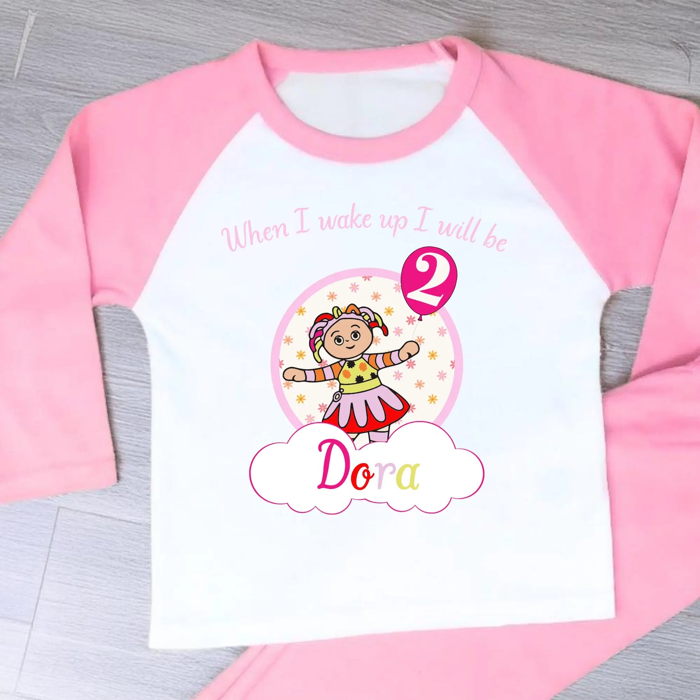 Upsy Daisy Birthday pyjamas, In the night garden birthday pyjamas, when i wake up Upsy Daisy, Girls Upsy Daisy, in the night garden name number