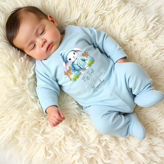 Easter Babygrow - Baby Boy's First Easter Personalised Outfit, newborn 1st easter outfit, baby first easter outfit, My first easter babygrow