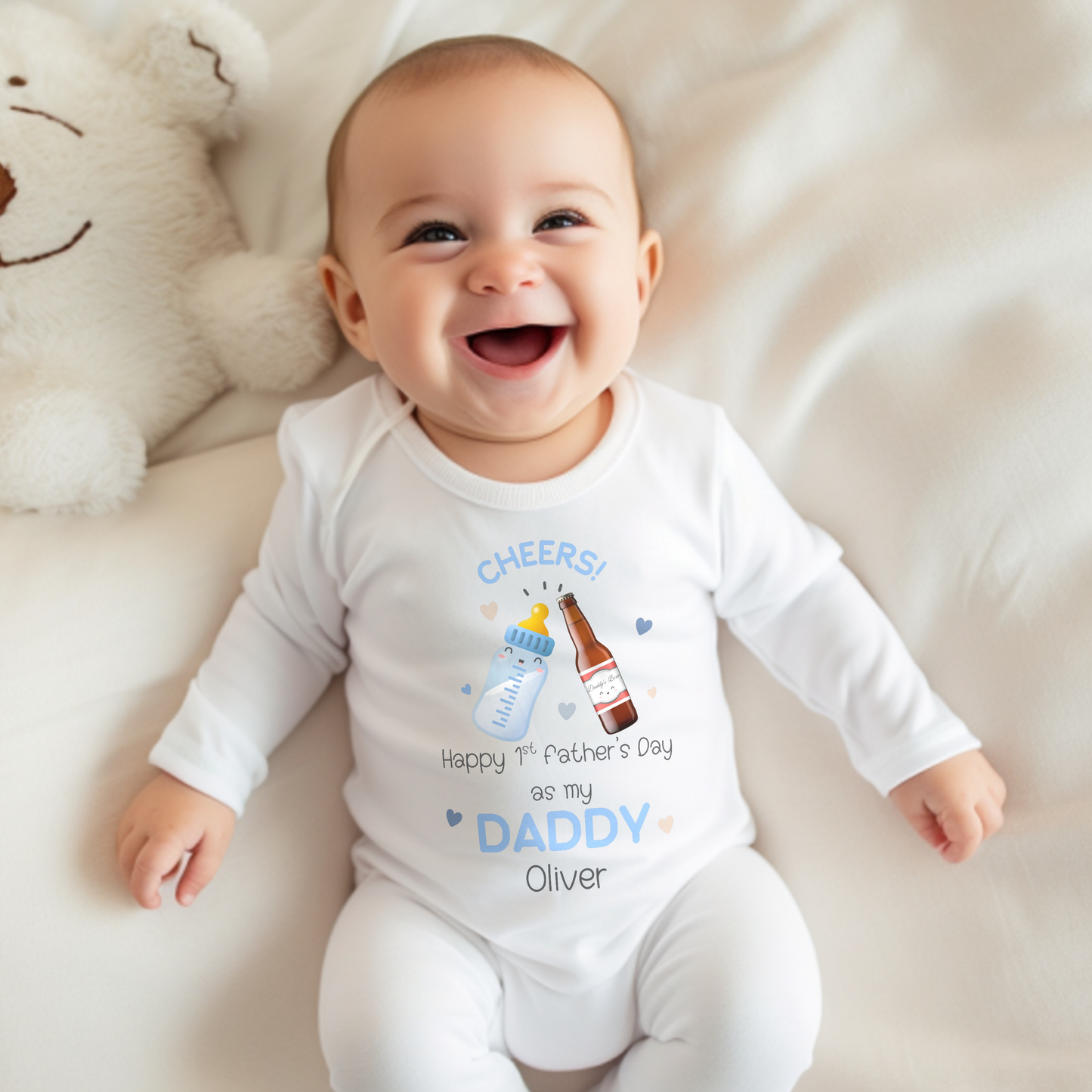 Father's Day outfit, 1st Father's Day, 1st Fathers day sleepsuit, boys fathers day outfit, personalised fathers day gift from baby