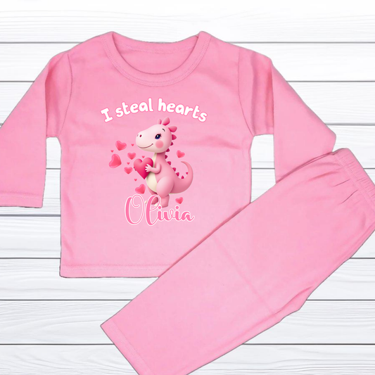 Personalised Valentine's Gift - Cute Dinosaur Baby Pyjamas
