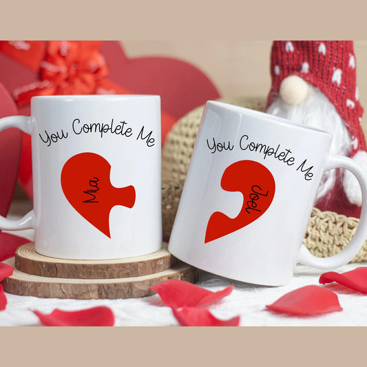 Valentine's Day Mug - Personalised Heart Puzzle Mugs for Couples