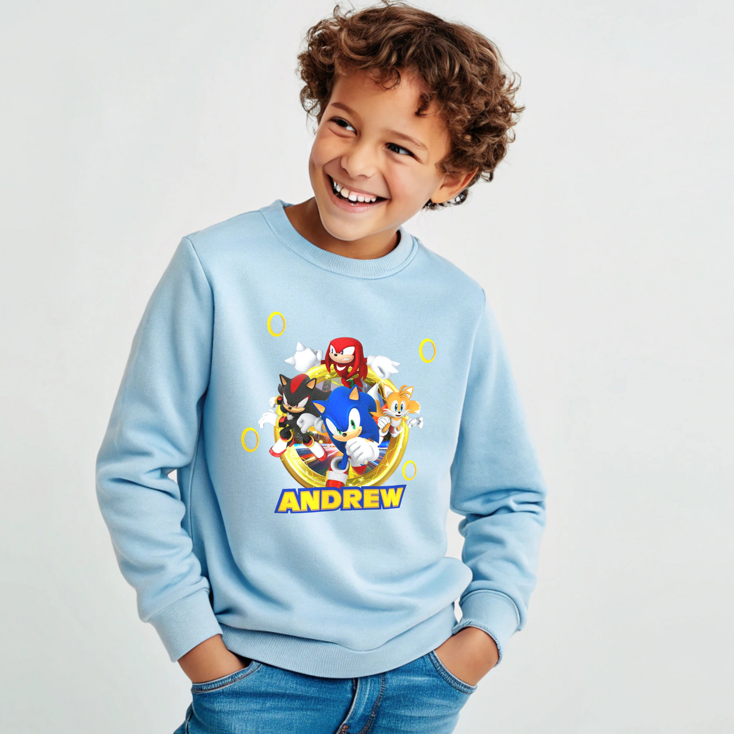 Sonic personalised sweatshirt, sonic jumper with name, sonic sweatshirt, custom jumper sonic
