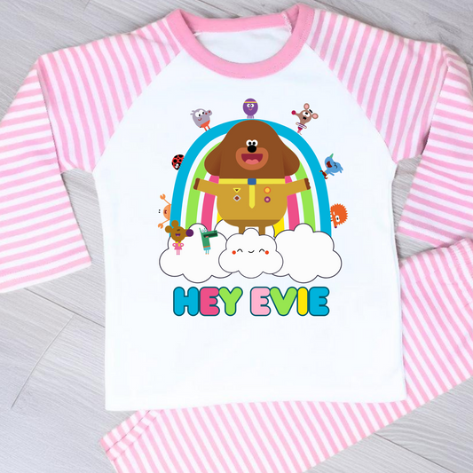 Hey Duggee personalised pyjamas, hey duggee with name, hey duggee custom, girls hey duggee, personalised pjs
