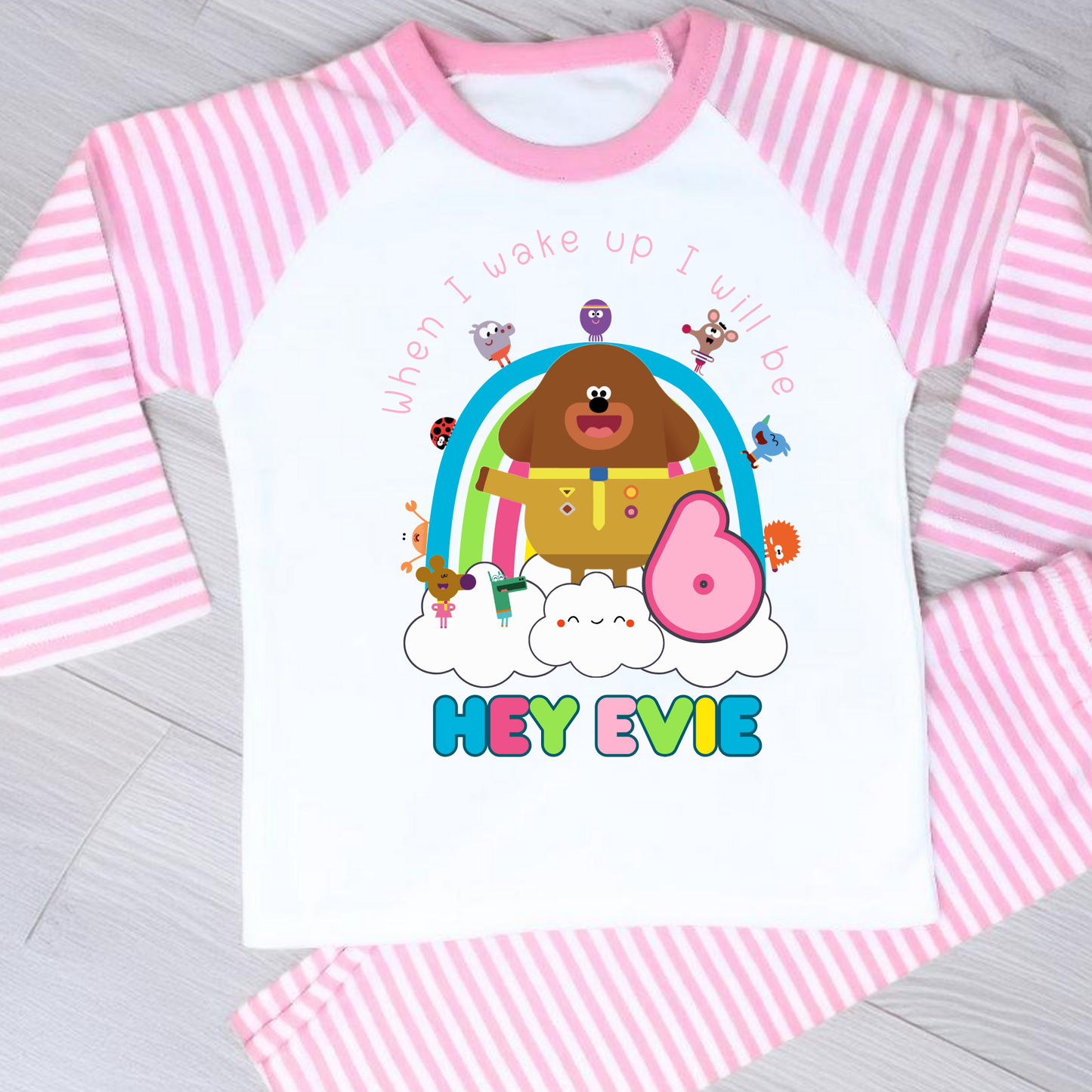 Hey Duggee birthday pyjamas, hey duggee pjs with name, Girls Hey Duggee, custom hey duggee nightwear, Girls hey duggee birthday