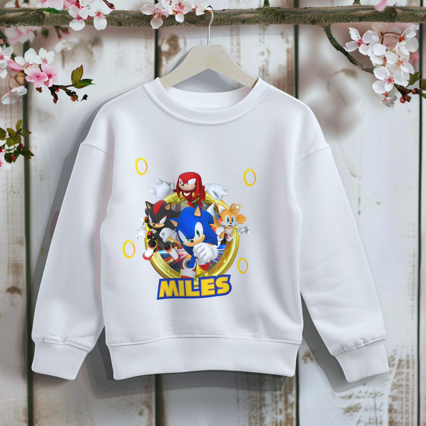Sonic personalised sweatshirt, sonic jumper with name, sonic sweatshirt, custom jumper sonic