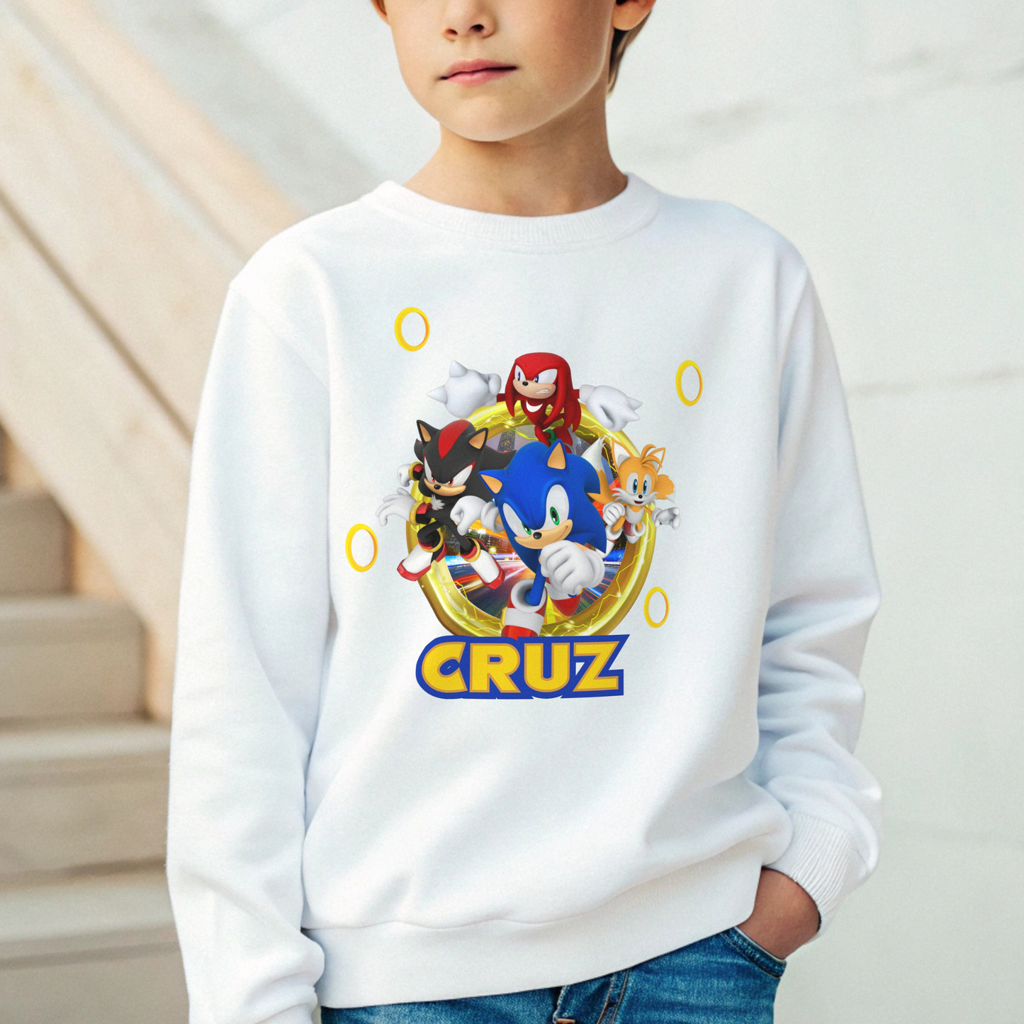 Sonic personalised sweatshirt, sonic jumper with name, sonic sweatshirt, custom jumper sonic