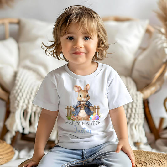 Easter T-shirt for Boys - Personalised Bunny Design, personalised easter top