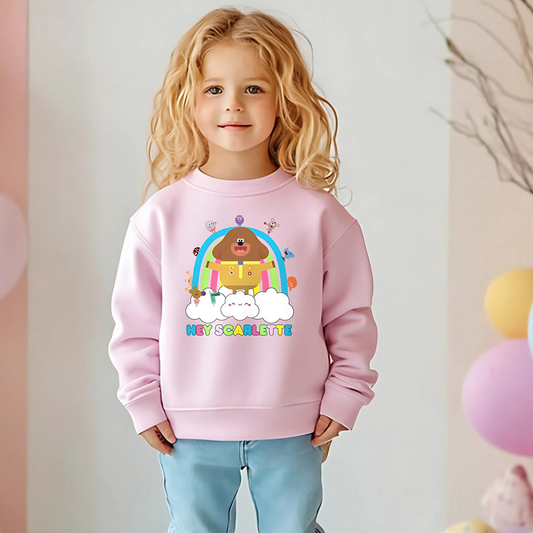 Hey Duggee personalised sweatshirt, hey duggee jumper with name, hey duggee swearshirt, girls birthday outfit