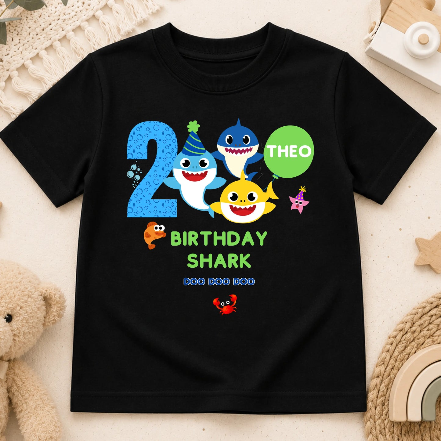 Personalised Baby Shark Birthday T-shirt for Boys - Any Name and Age AishaBaileyDesigns