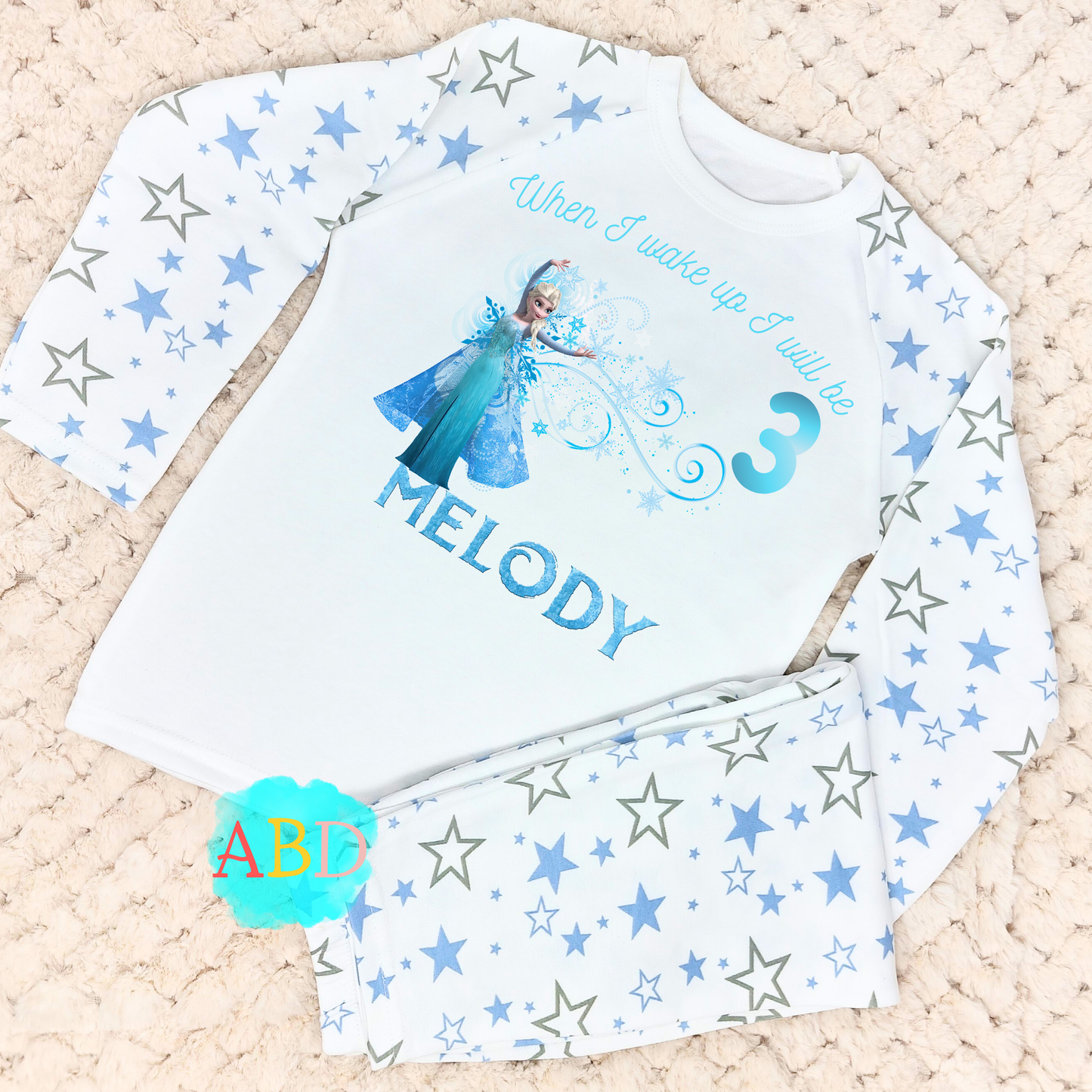 Frozen birthday pyjamas, When i wake up Elsa, Princess Elsa PJS, Frozen elsa pyjamas
