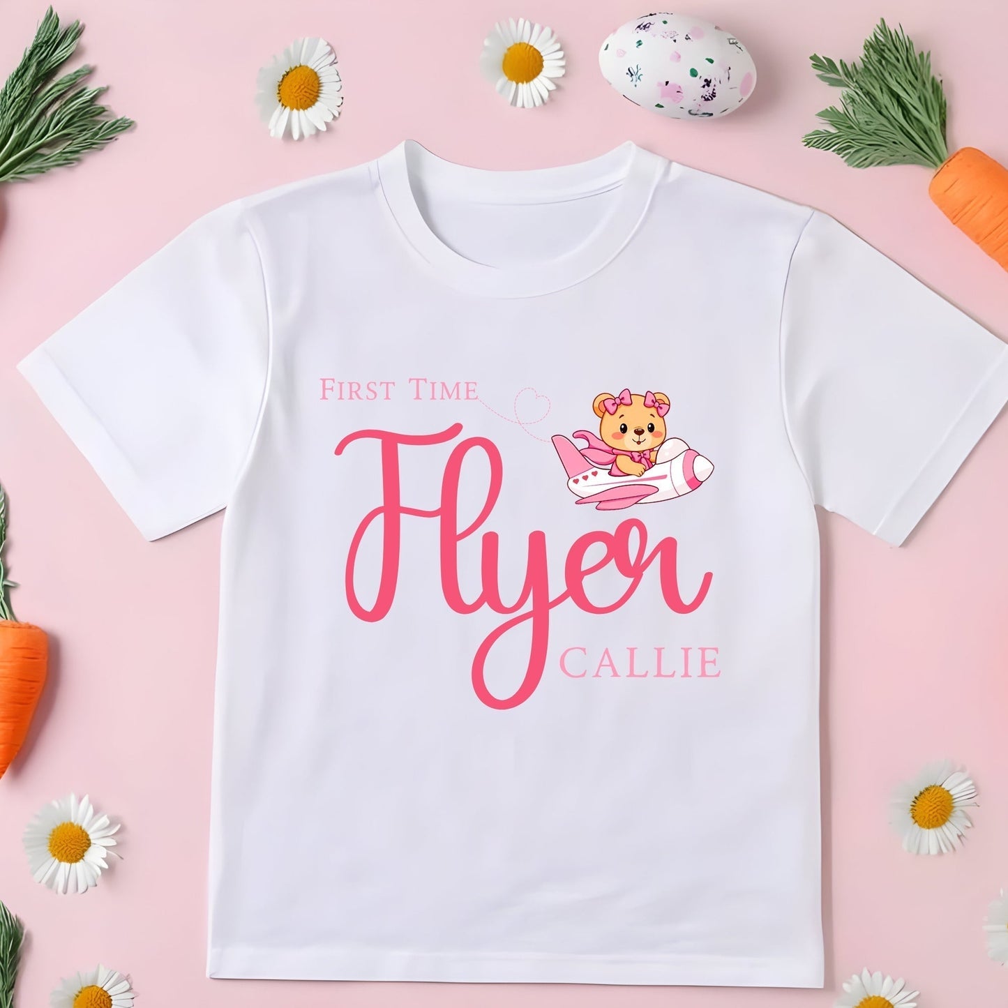 Family Vacation Shirt - Children's Personalised Teddy First Flyer Tee, kids first holiday top, first flyer tee, baby 1st flyer