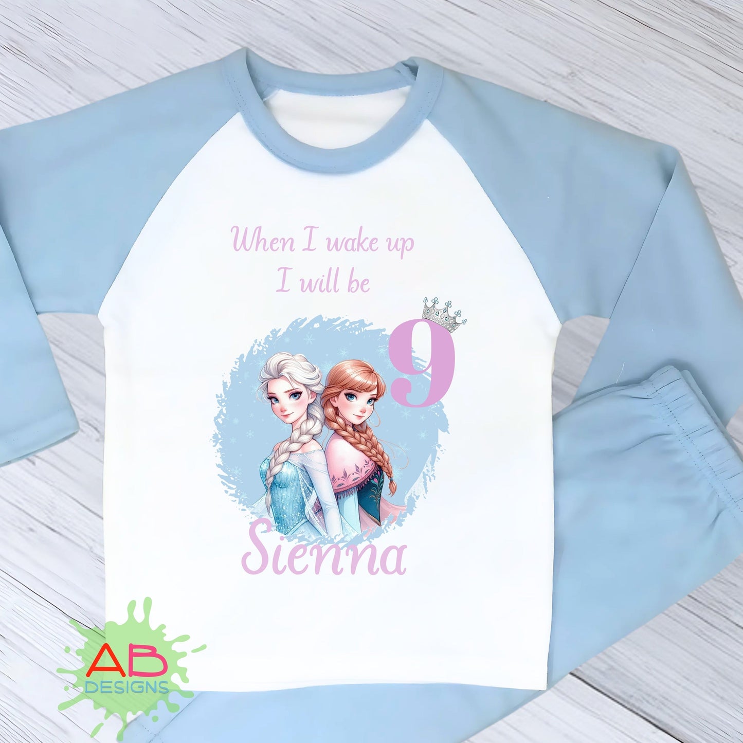Frozen Birthday Pyjamas, When I wake up Elsa and Anna, Frozen pajamas with name, Frozen Elsa and Anna PJs