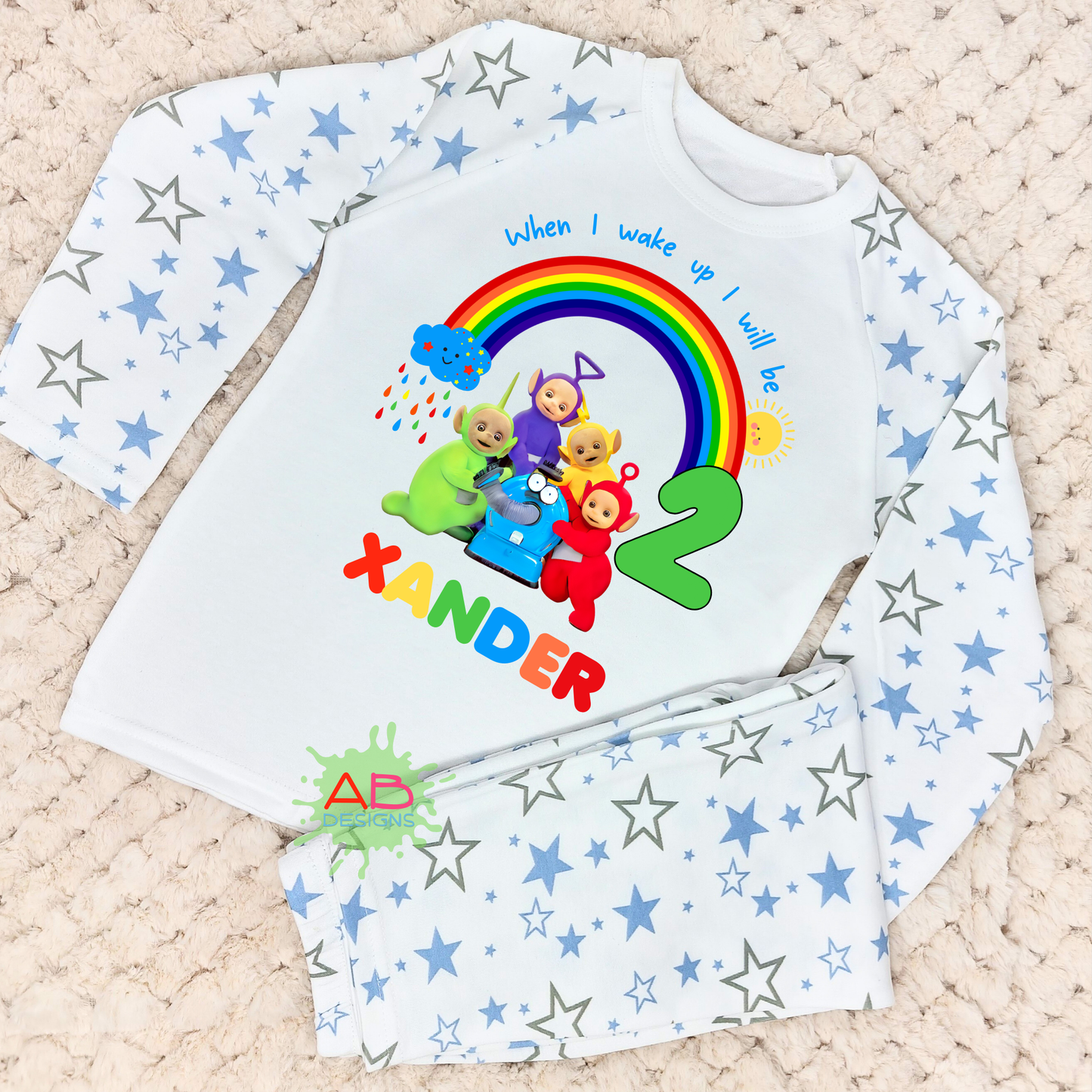 Teletubbies birthday pyjamas, when i wake up teletubbies, teletubbies name age, bys birthday pyjamas