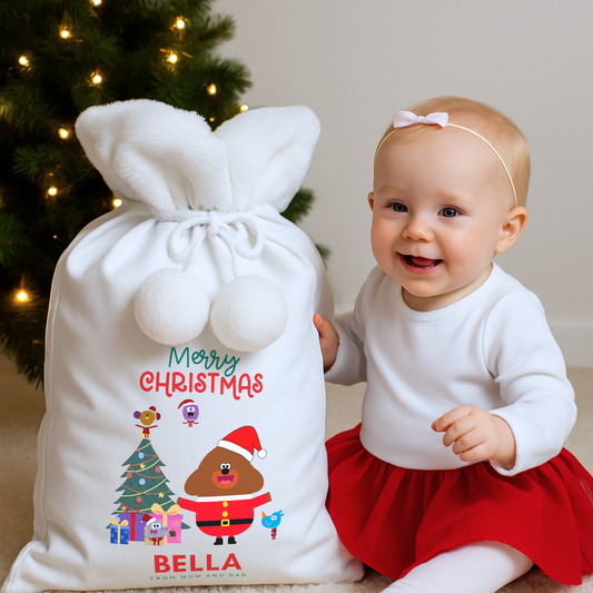 Personalised Christmas sack - custom hey duggee gift bag for kids, hey duggee christmas