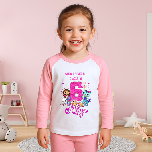 Gabby's Dollhouse birthday pyjamas, Girls personalised pyjamas, When i wake up gabby's dollhouse, Custom birthday pyjamas, gabby's dollhouse gifts