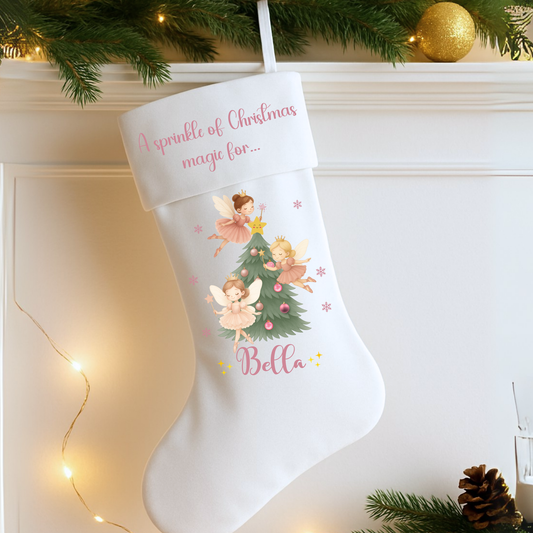 Personalised Christmas Stocking – Magical Fairy Gift Bag for Kids, custom girls Santa Stocking Gift