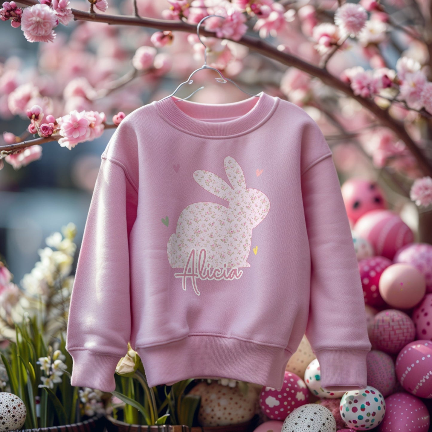 Easter Sweatshirt - Personalised Children's Easter Outfit, matching siblings easter, kids easter top, personalised easter jumper, family matching easter