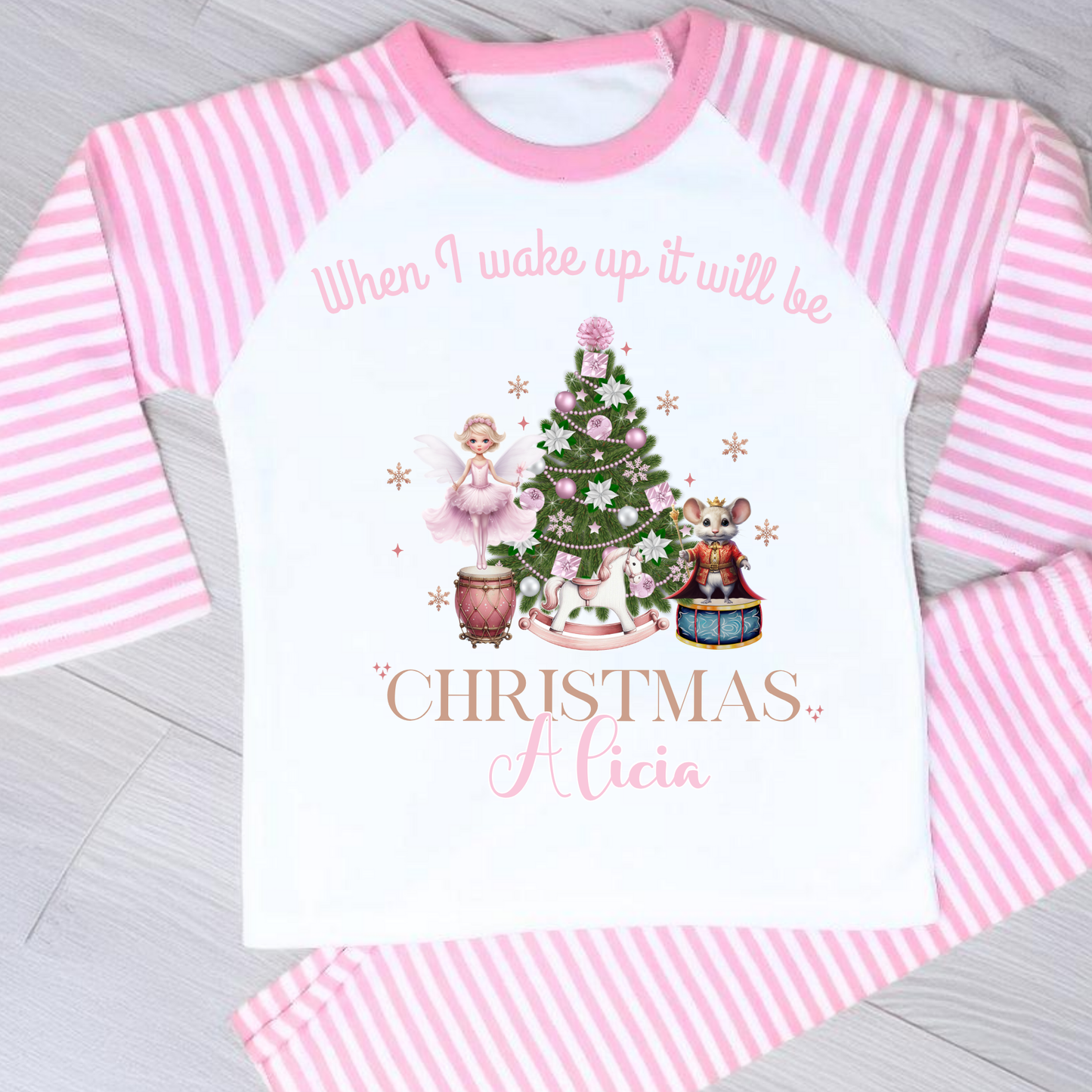 Personalised christmas pyjamas, girls custom name christmas pjs. nutcracker pyjamas, kids christmas gift, family matching christmas
