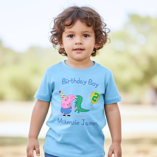 Boys George Pig Birthday T-shirt - George Pig and Mr Dinosaur AishaBaileyDesigns