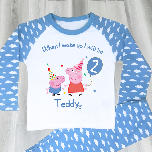 Peppa Pig birthday pyjamas, Peppa Pig Personalised Pyjamas, When I wake Up I'll Be Pj's, Boys Peppa Pig Pjs, Peppa Pig Birthday Gift, Name Pyjamas, Happy Birthday Pjs