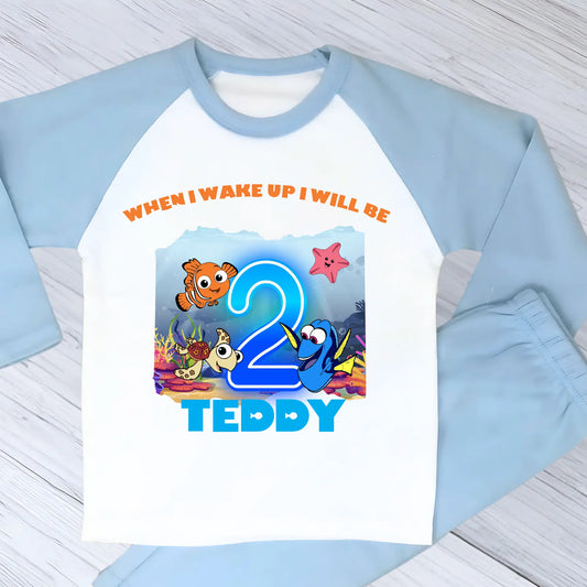 Finding Nemo birthday pyjamas personalised with under the sea theme for boys