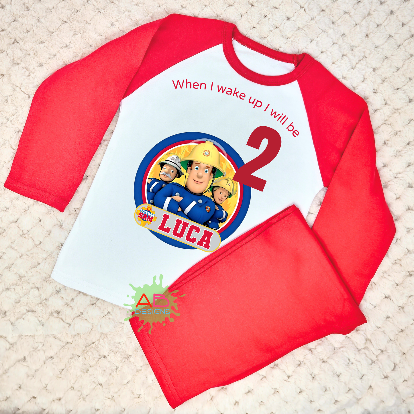 Fireman Sam Birthday pyjamas, fireman sam birthday gift, when i wake up fireman sam, fireman sam pajamas