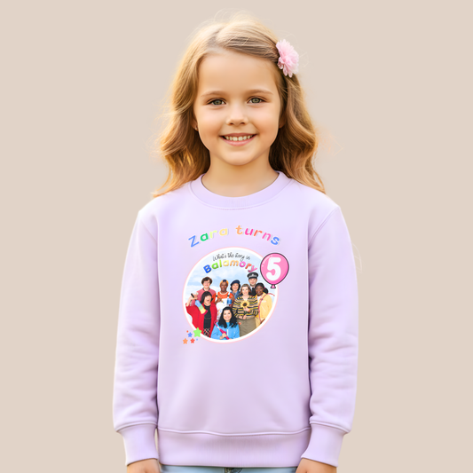 Girls Personalised Balamory Birthday Sweatshirt with custom name and age - aishabaileydesigns
