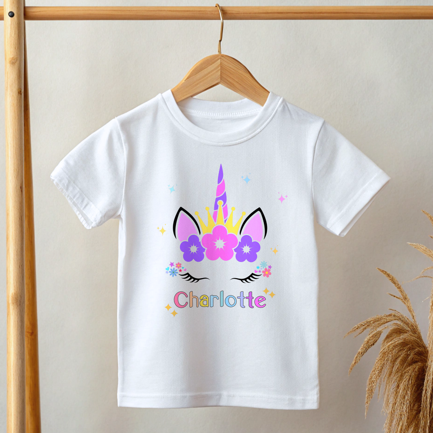 personalised unicorn t-shirt, custom name t-shirt, toddler unicorn t-shirt, kids personalised clothing, personalised shirt for girls
