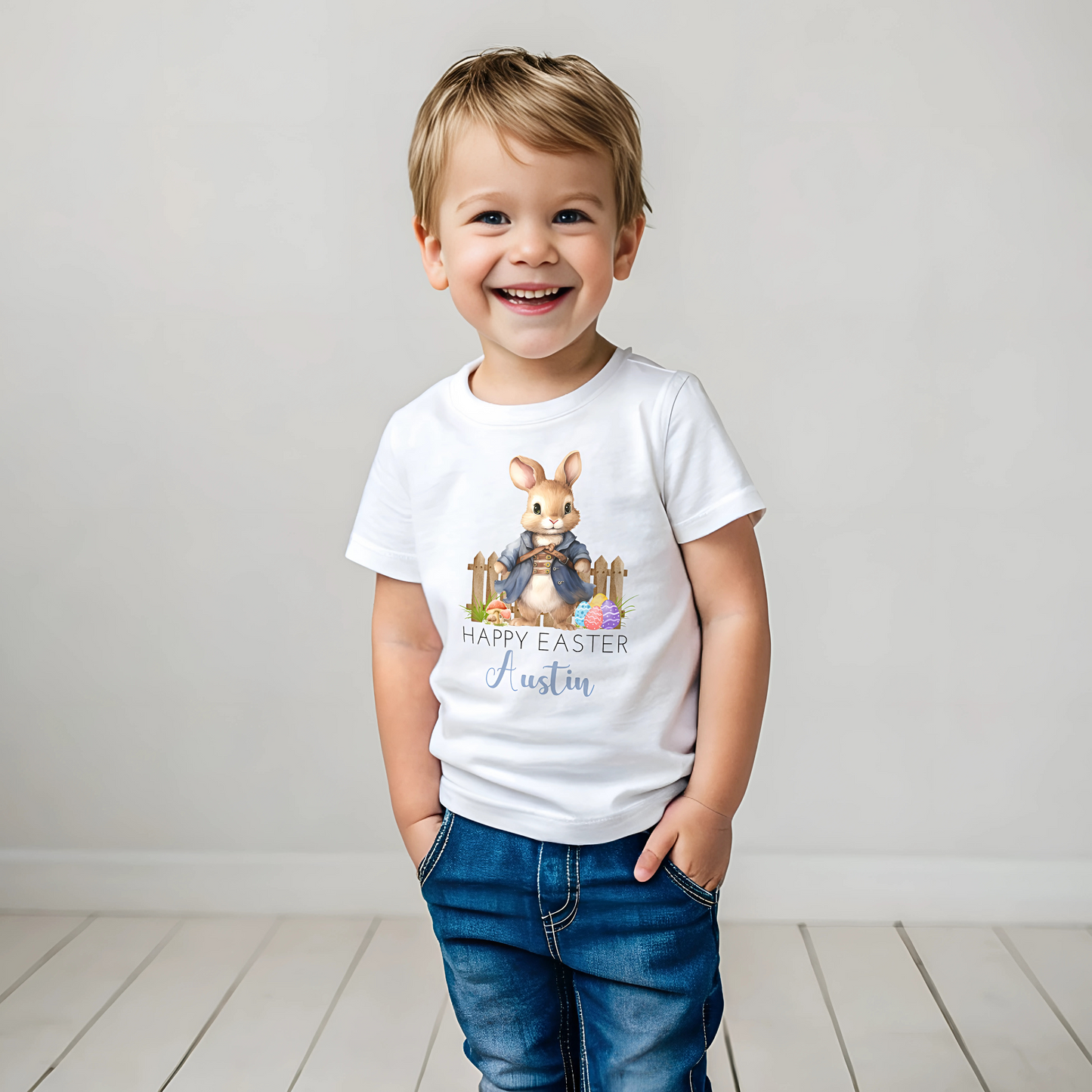Easter T-shirt for Boys - Personalised Bunny Design, personalised easter top