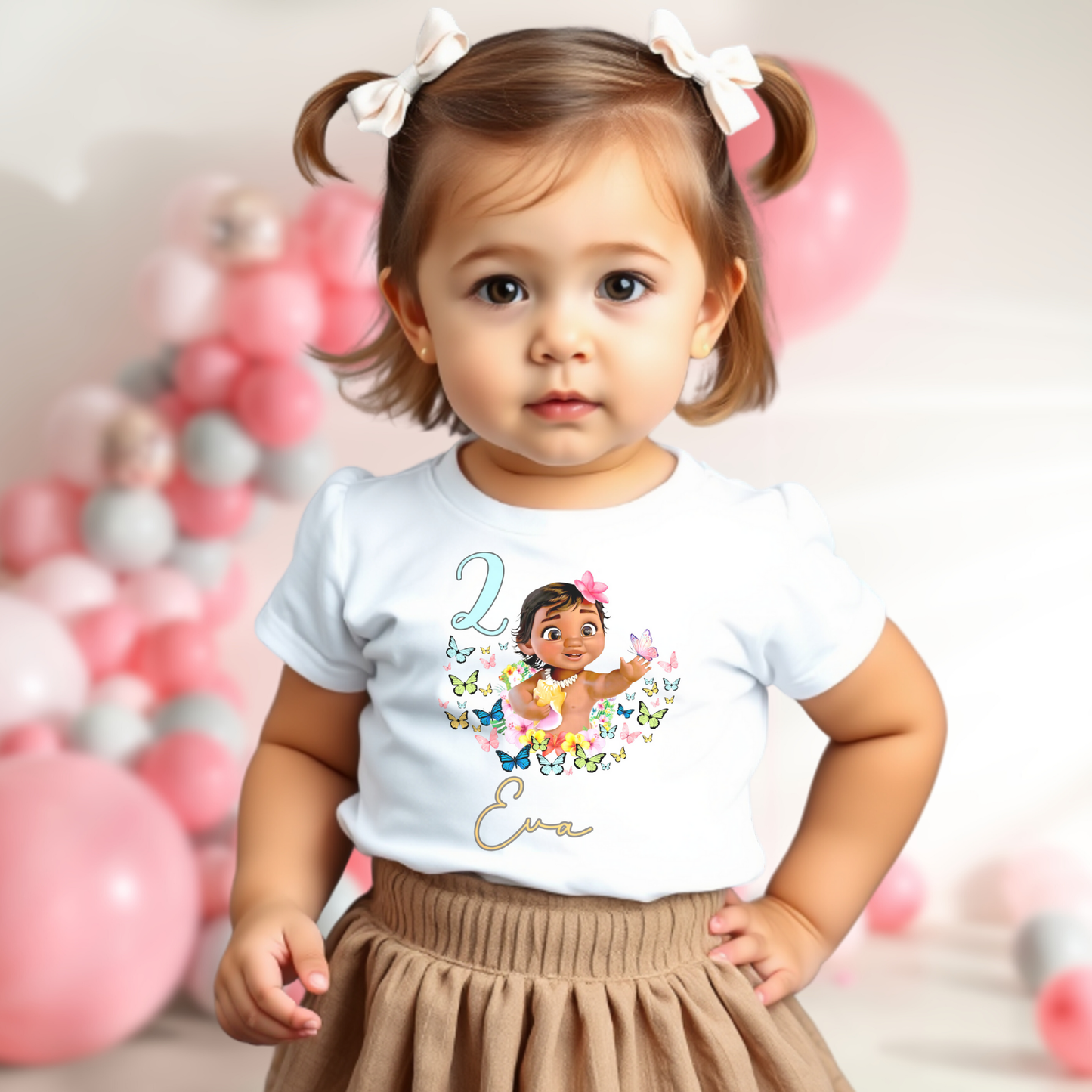 Moana Birthday T-shirt for Girls | Baby Princess Moana Birthday Shirt, Moana personalised top, Moana 2 birthday tee, Girls Moana with name, Disney princess shirt