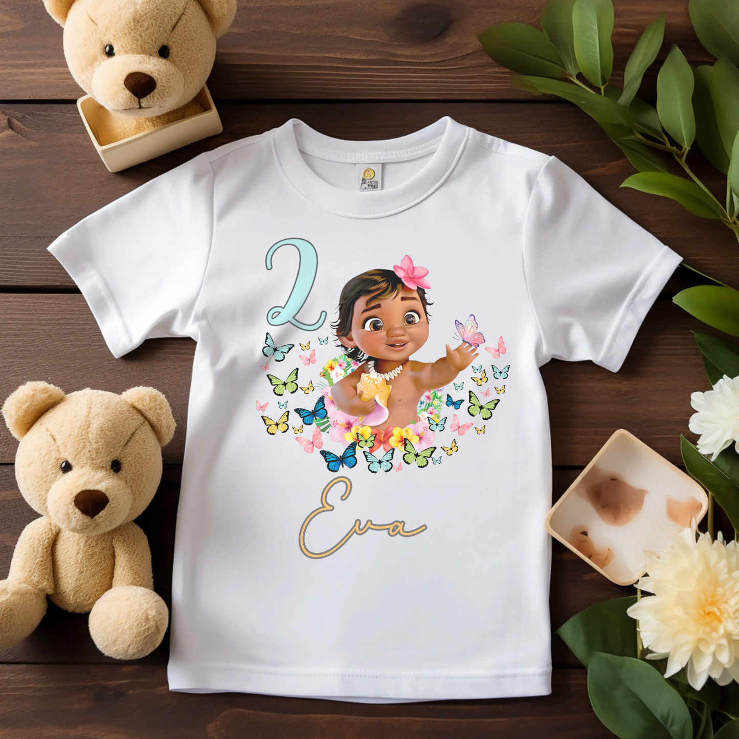Moana Birthday T-shirt for Girls | Baby Princess Moana Birthday Shirt, Moana personalised top, Moana 2 birthday tee, Girls Moana with name, Disney princess shirt