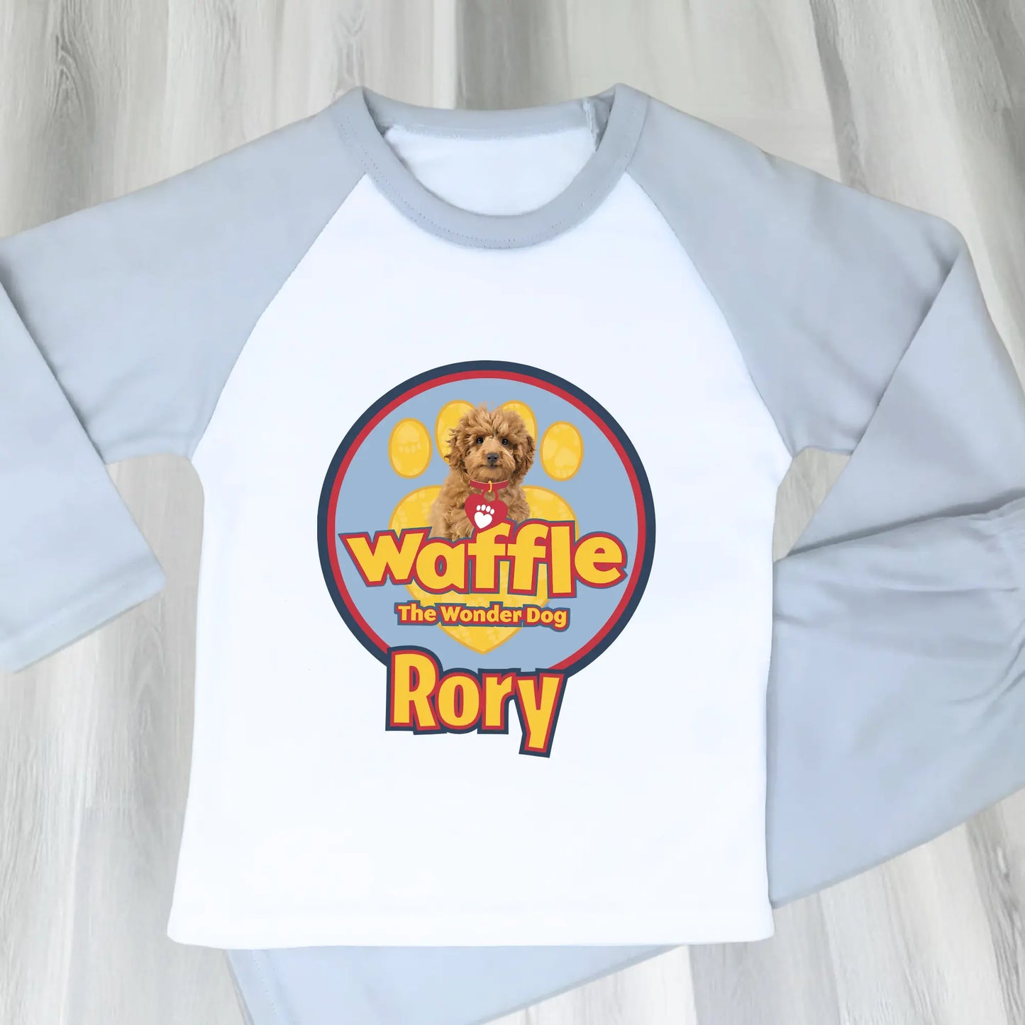 Personalised Waffle pyjamas: Personalised Waffle the wonder dog pyjamas with custom name