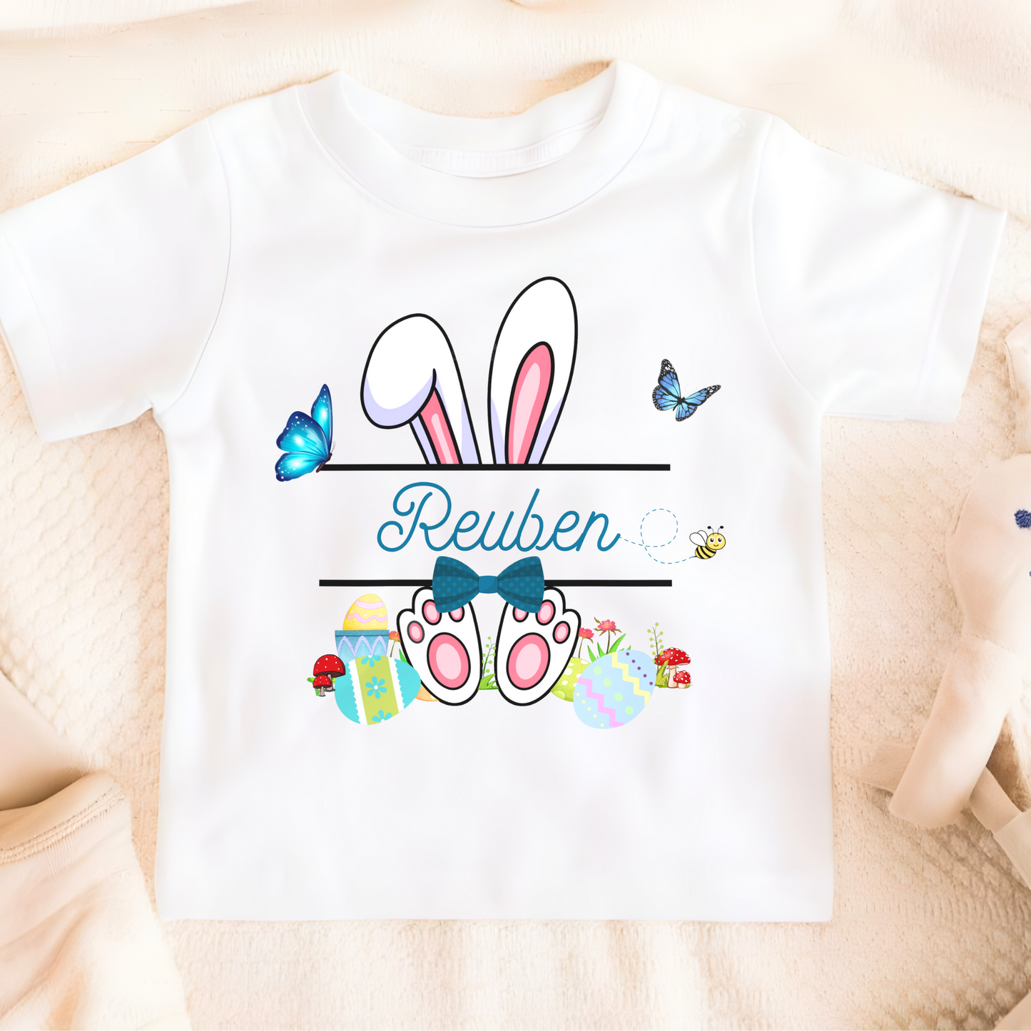 Easter T-shirt - Personalised Boys' Split Monogram Bunny Tee, Easter tshirt, personalised easter top, easter tshirt with name