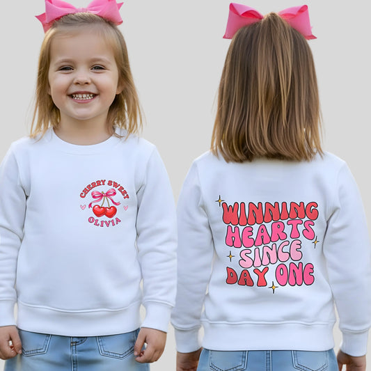 Valentines Day Sweatshirt for girls with their custom name, the perfect gift for Valentines day