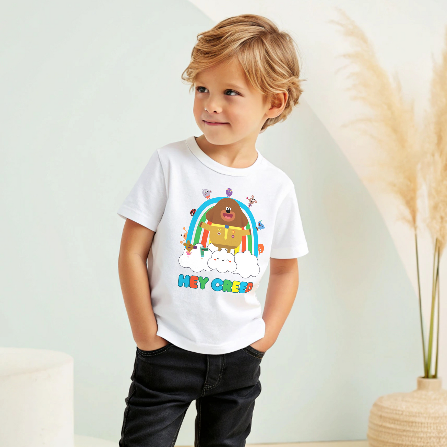 Hey Duggee personalised t-shirt, hey duggee everyday tee, boys hey duggee shirt with name, boys duggee personalised