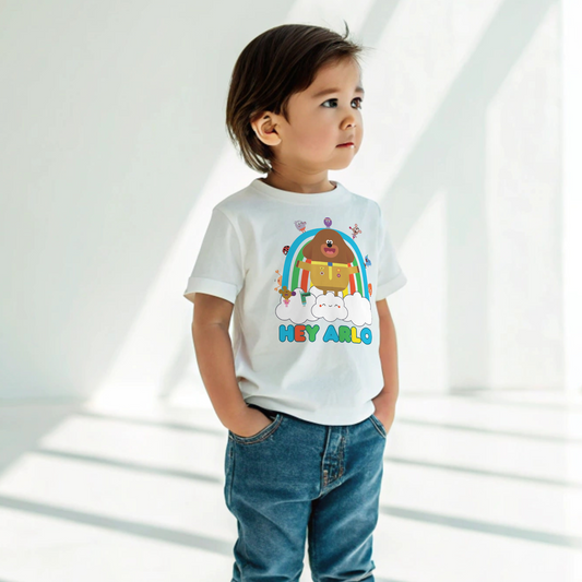 Hey Duggee personalised t-shirt, hey duggee everyday tee, boys hey duggee shirt with name, boys duggee personalised