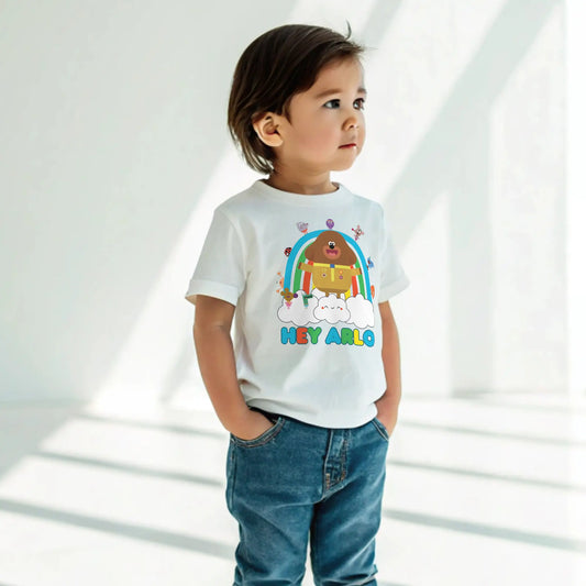 Hey Duggee personalised t-shirt, hey duggee everyday tee, boys hey duggee shirt with name, boys duggee personalised