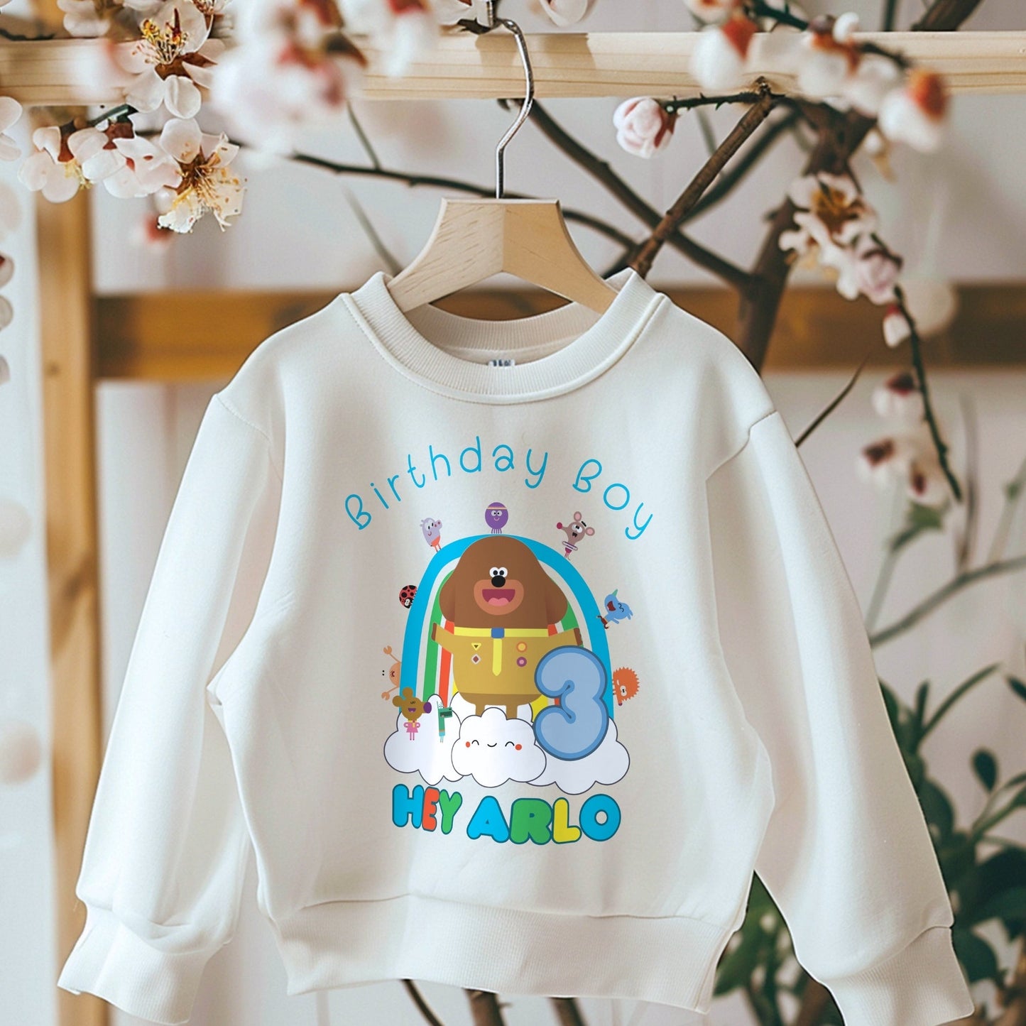 Hey Duggee Birthday Sweatshirt, birthday jumper hey duggee, hey duggee birthday, boys hey duggee birthday, hey duggee sweatshirt