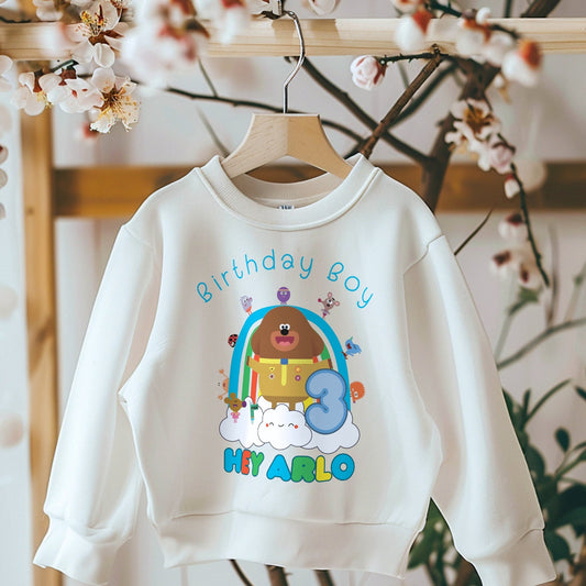 Hey Duggee Birthday Sweatshirt, birthday jumper hey duggee, hey duggee birthday, boys hey duggee birthday, hey duggee sweatshirt