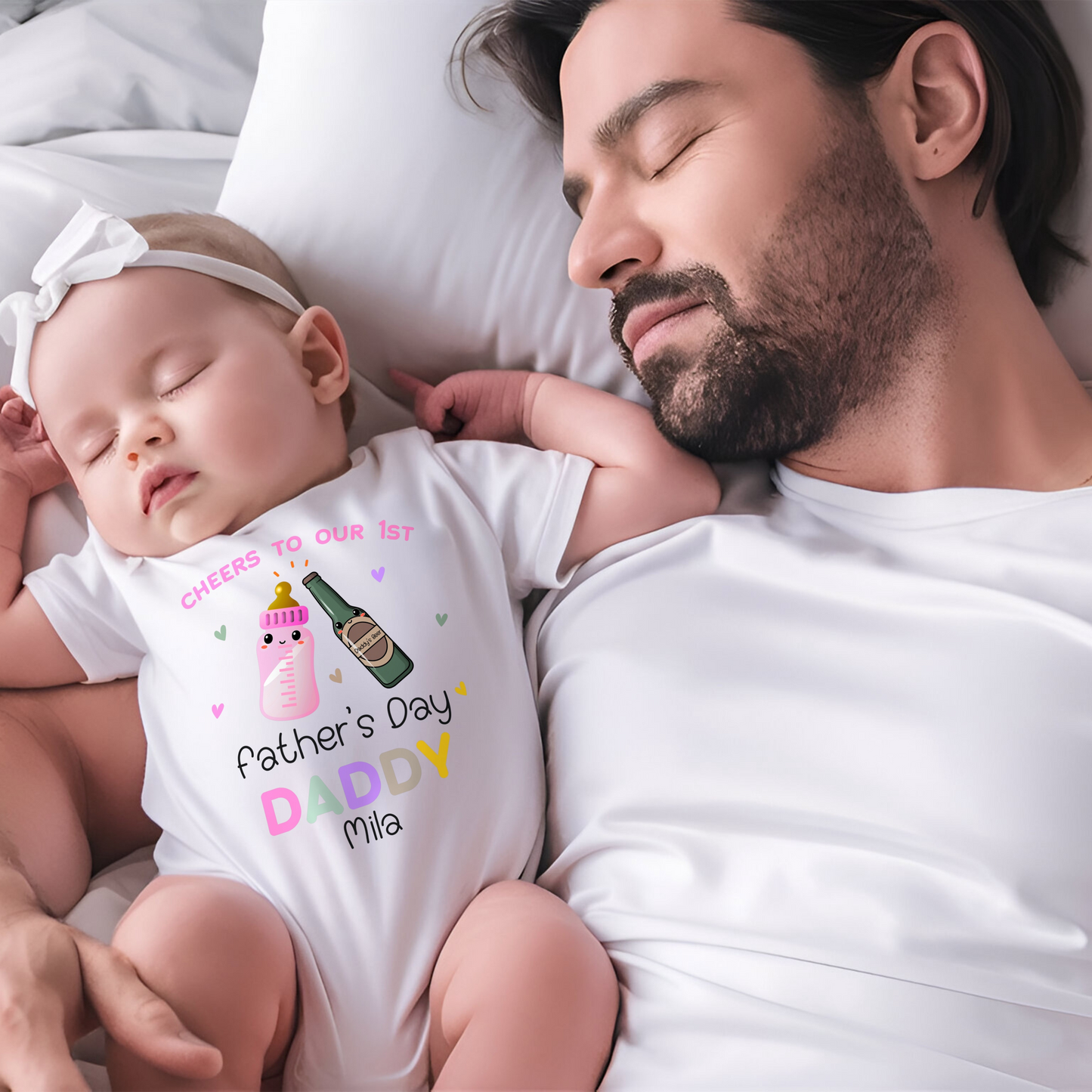 1st Father's Day Outfit, personalised baby gift, 1st Father's day sleepsuit, Newborn baby gift, baby girl first fathers day