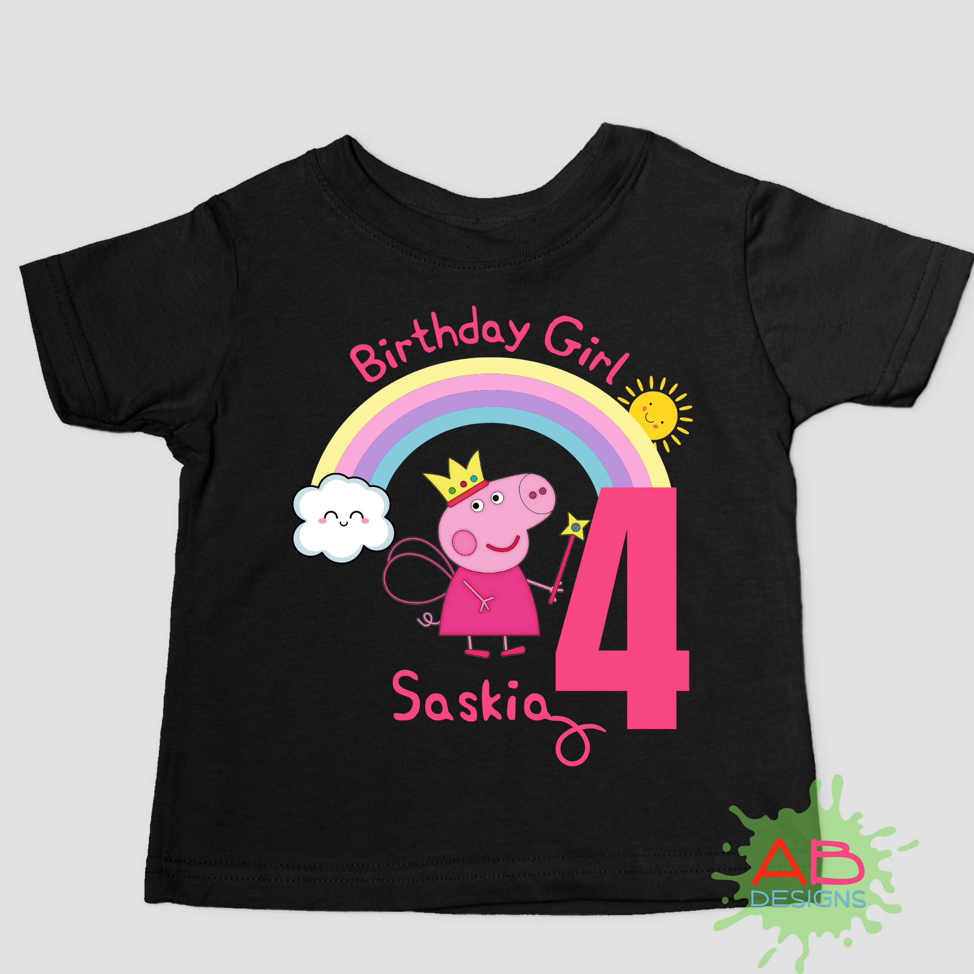 Peppa Pig Birthday T-shirt, custom peppa pig, peppa pig with name, peppa pig birthday tee, peppa pig custom shirt