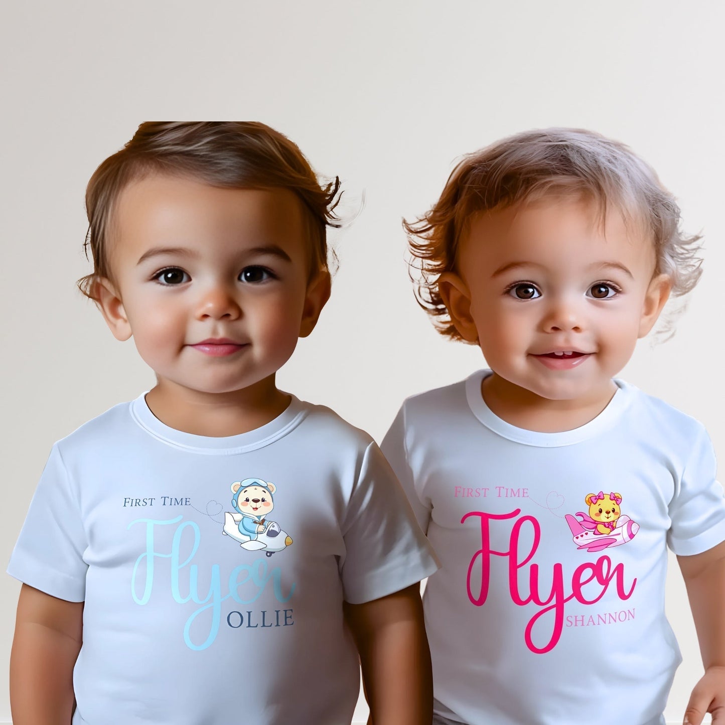 Family Vacation Shirt - Children's Personalised Teddy First Flyer Tee, kids first holiday top, first flyer tee, baby 1st flyer