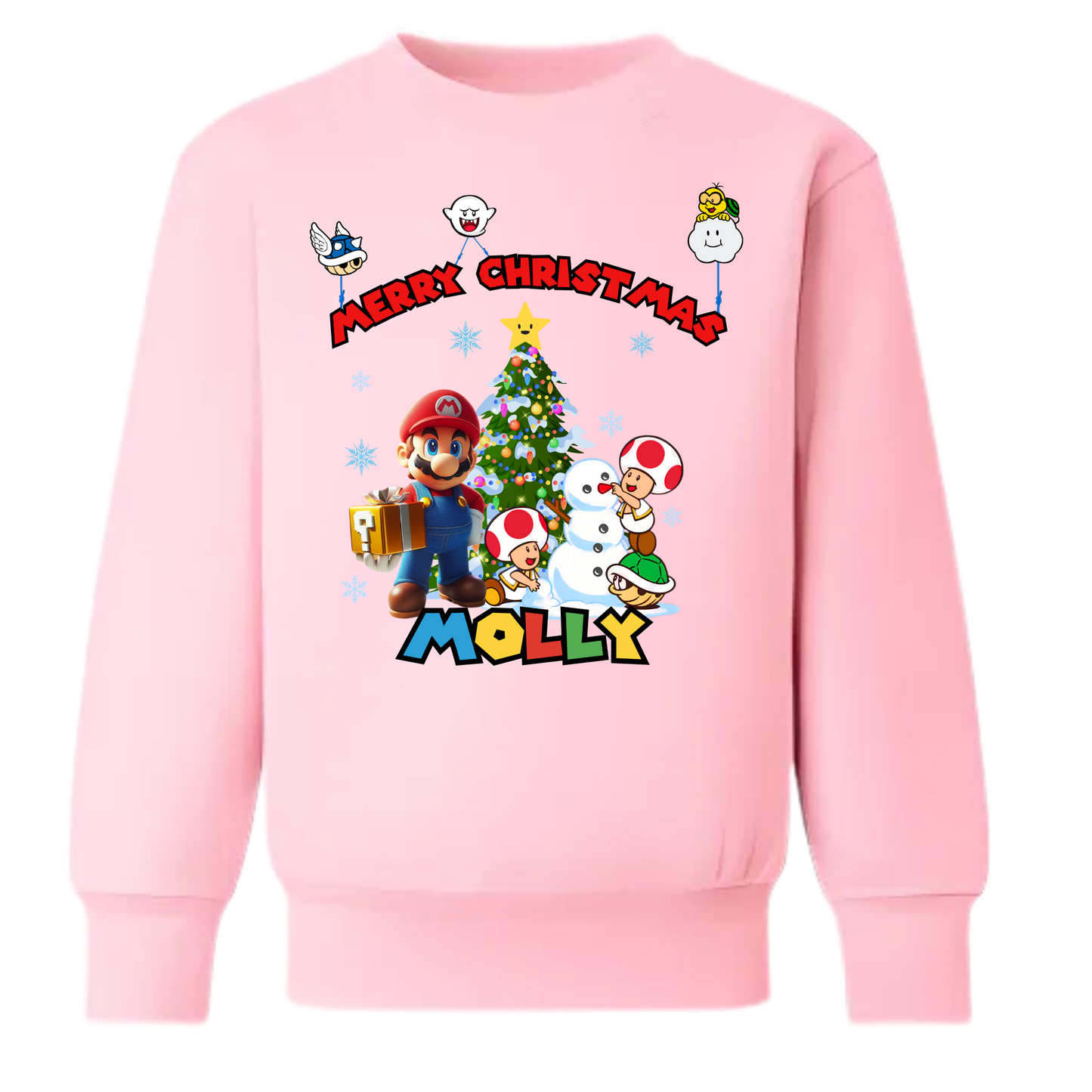 Christmas Sweatshirt - Personalised Super Mario Kids Christmas Jumper