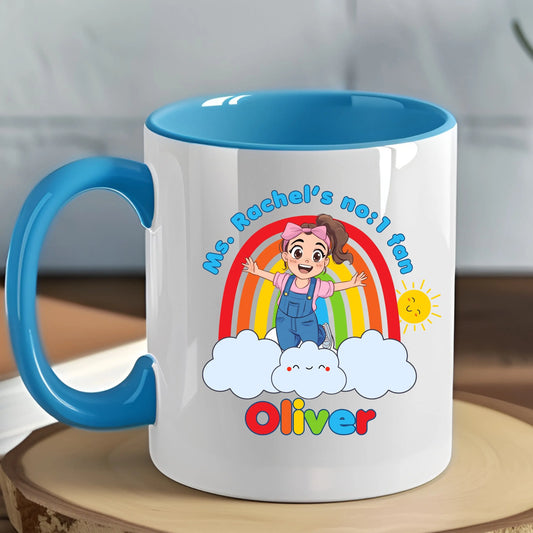 Personalised Ms. Rachel mug for boys with custom name and message