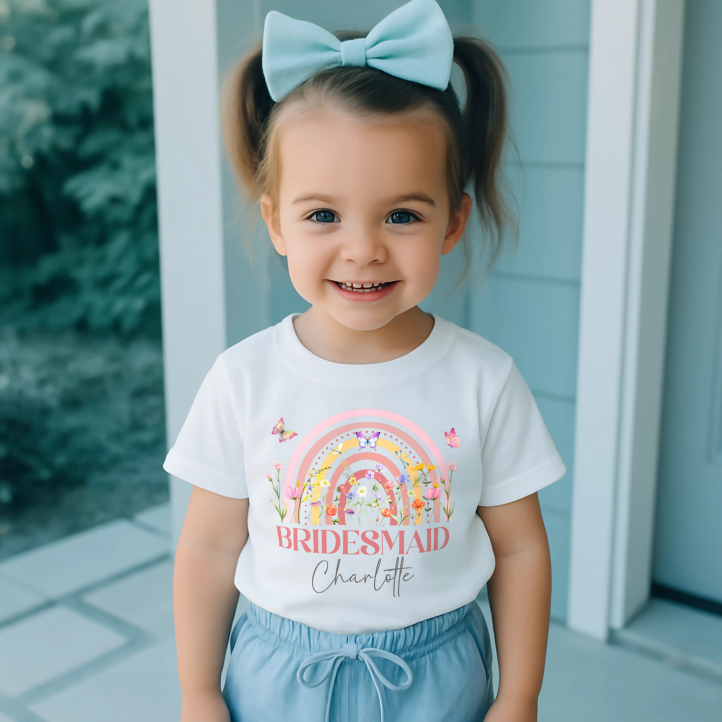 girls wedding party t-shirt, flower girl t-shirt, bridesmaid t-shirt, morning of wedding shirt, wedding party tops, custom toddler, boho style girls shirt