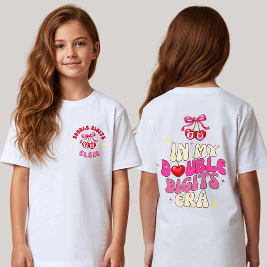 Personalised Double Digits Birthday T-Shirt for Girls - Cherry Themed Birthday Shirt AishaBaileyDesigns